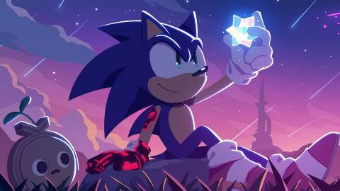 Sonic looking at a gem