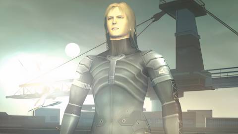 Raiden standing in front of the sun