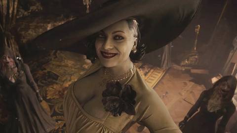 Dimitrescu smiling in a fancy room