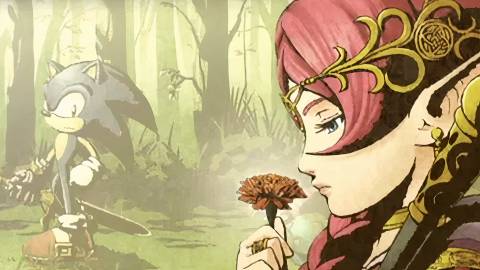 Merilna and Sonic in a forest