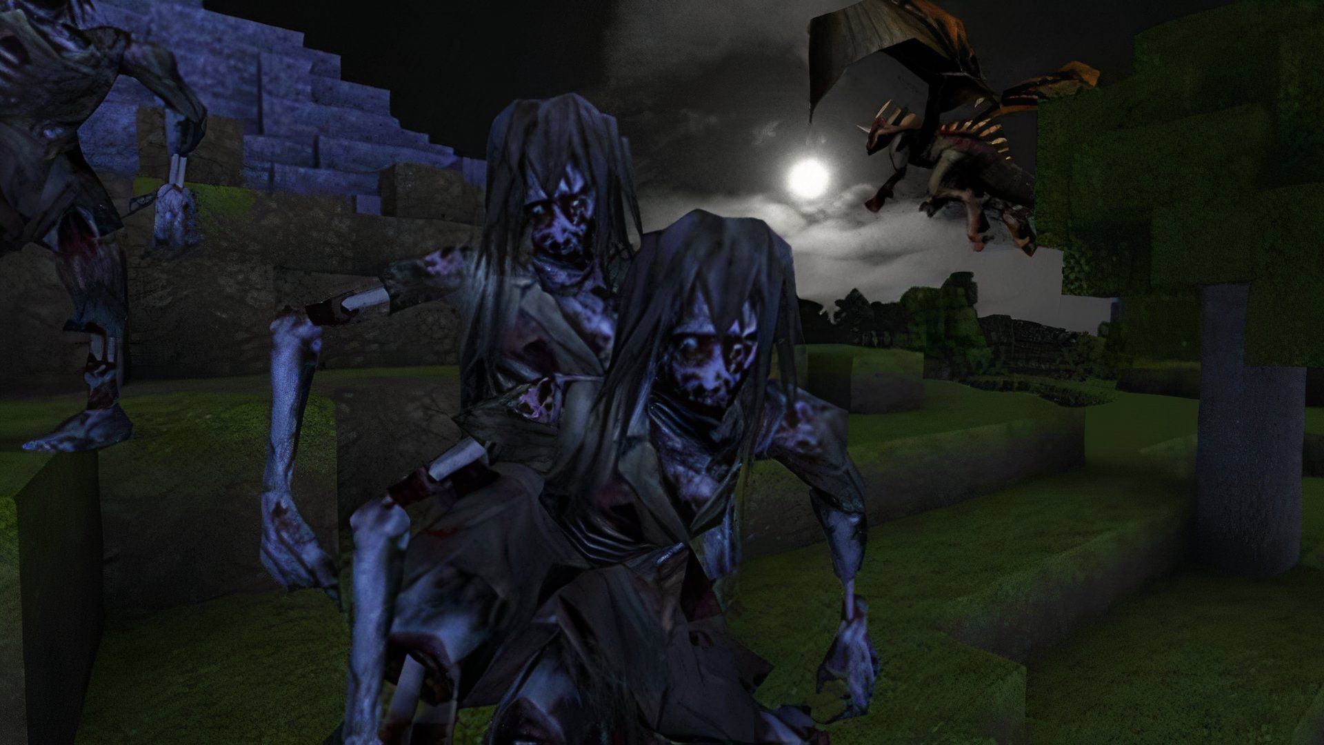 Zombies in a dark jungle