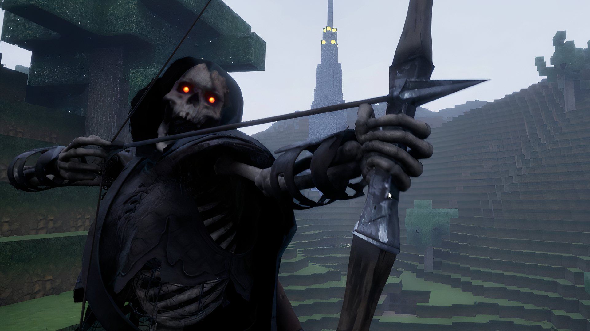 Skeleton with a bow and arrow