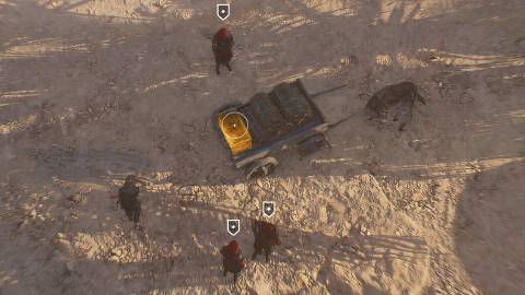 Enemies and dog spotted from bird's eye view