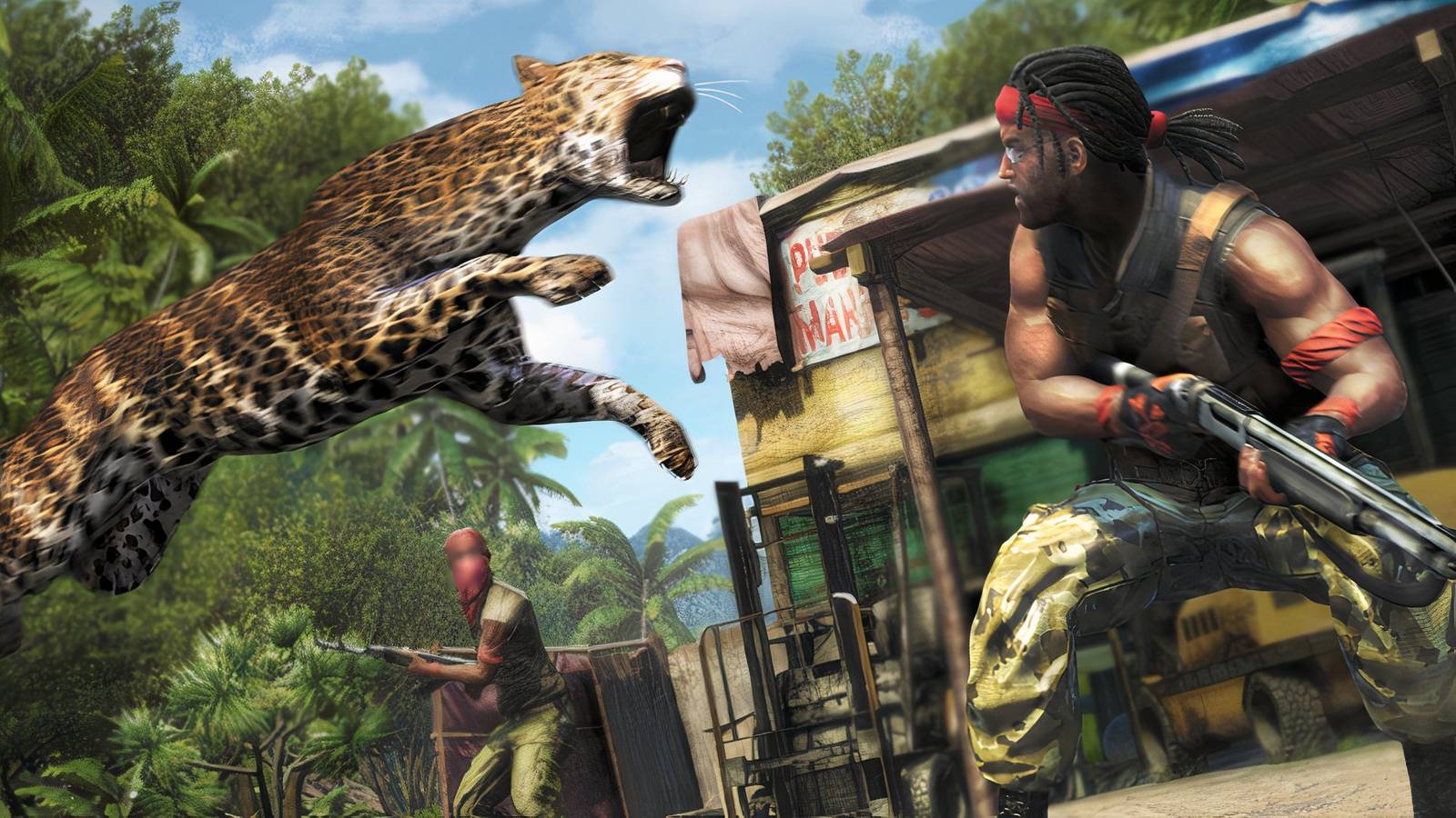 Man being attacked by a leopard