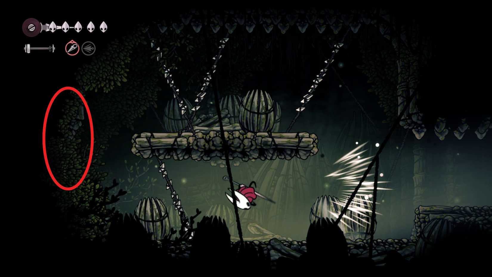 secret entrance in hunters march to secret vendor mottled skarr in silksong