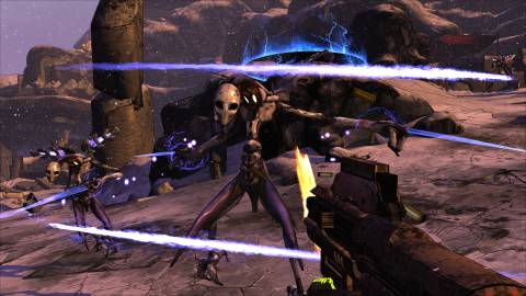 Shooting enemies in Borderlands (2009)
