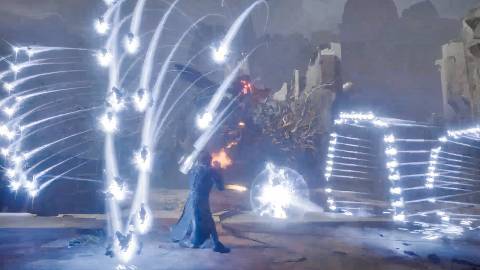 Shooting enemies in Saros