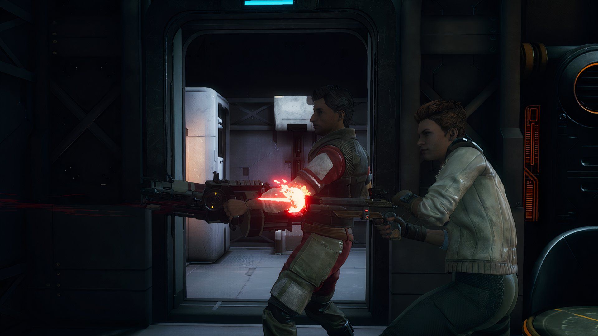 Shooting enemies with an ally in The Outer Worlds