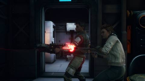 Shooting enemies with an ally in The Outer Worlds