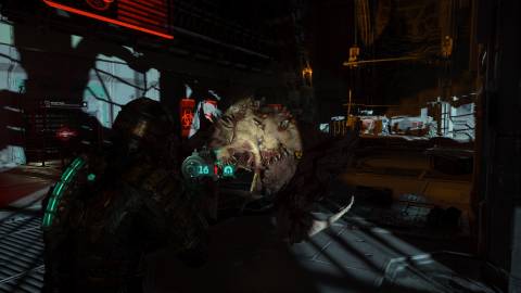 Shooting enemies with the rifle in Dead Space (2023)