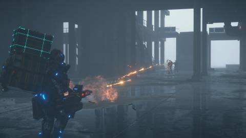 Shooting robots in Death Stranding 2 On The Beach