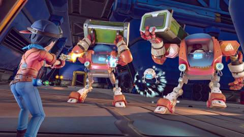 Shooting robots in My Time at Sandrock