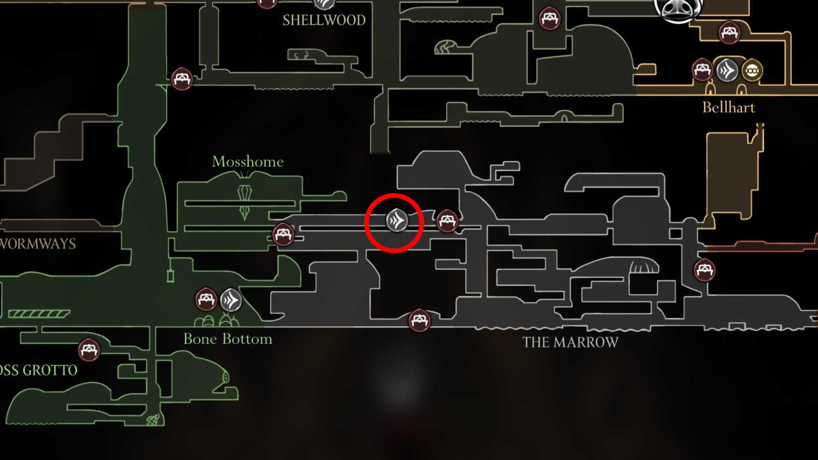 Todos os locais de viagem rápida em Silksong - Dropraro The Marrow