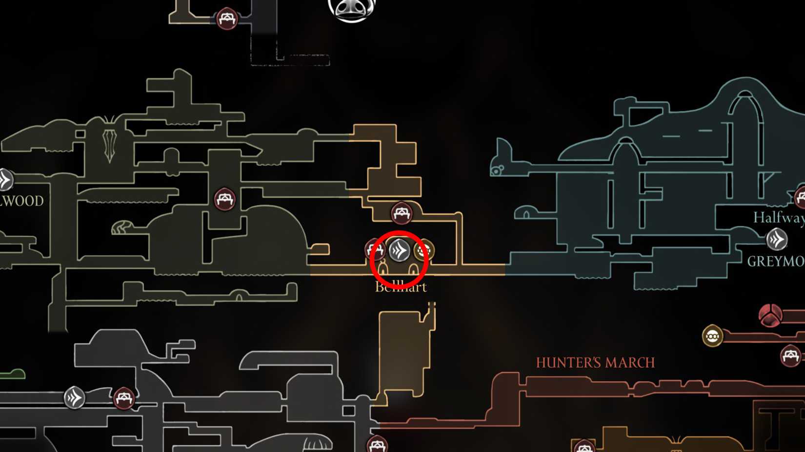 Todos os locais de viagem rápida em Silksong - Dropraro Bellhart