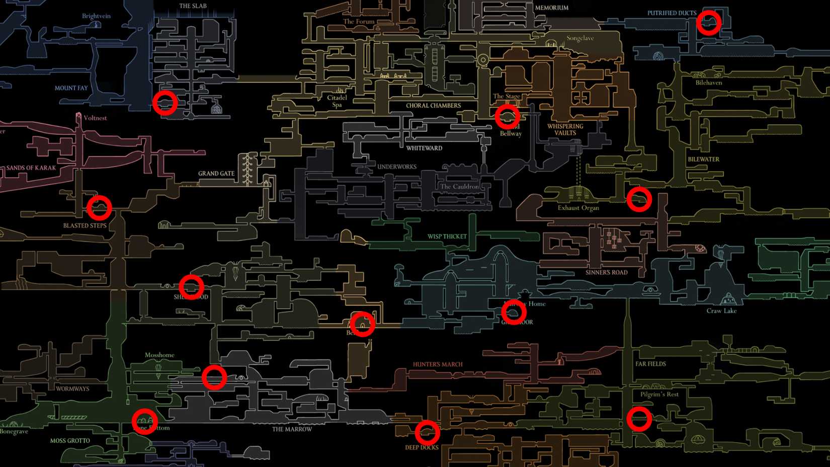 Todos os locais de viagem rápida em Silksong - Dropraro