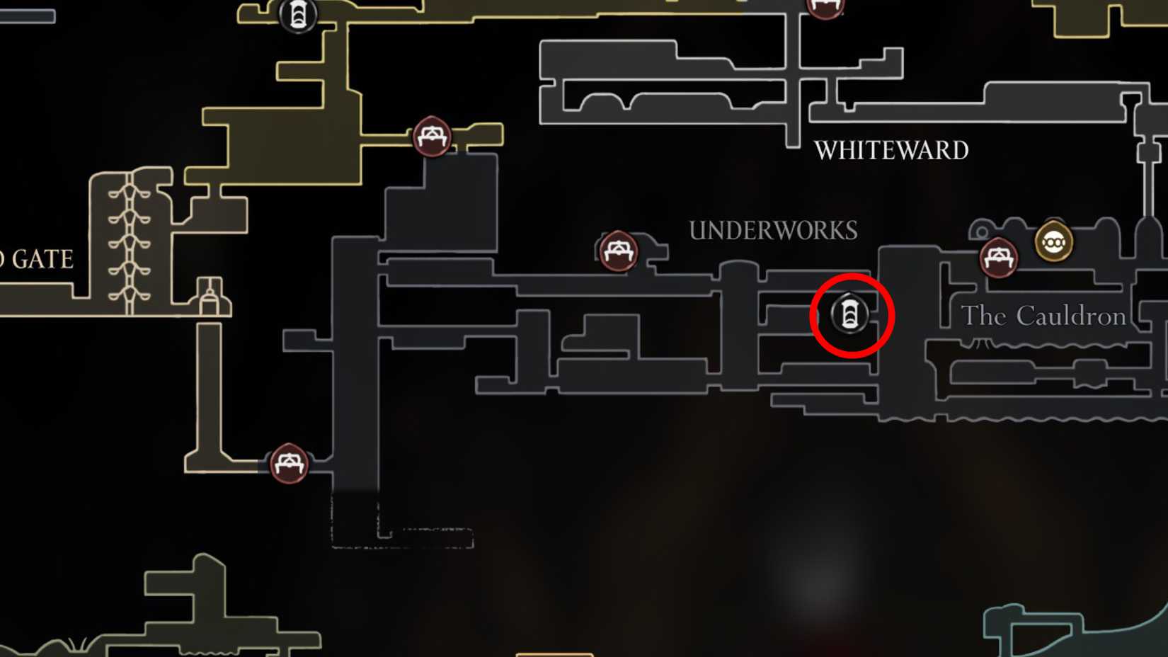 Todos os locais de viagem rápida em Silksong - Dropraro Underworks