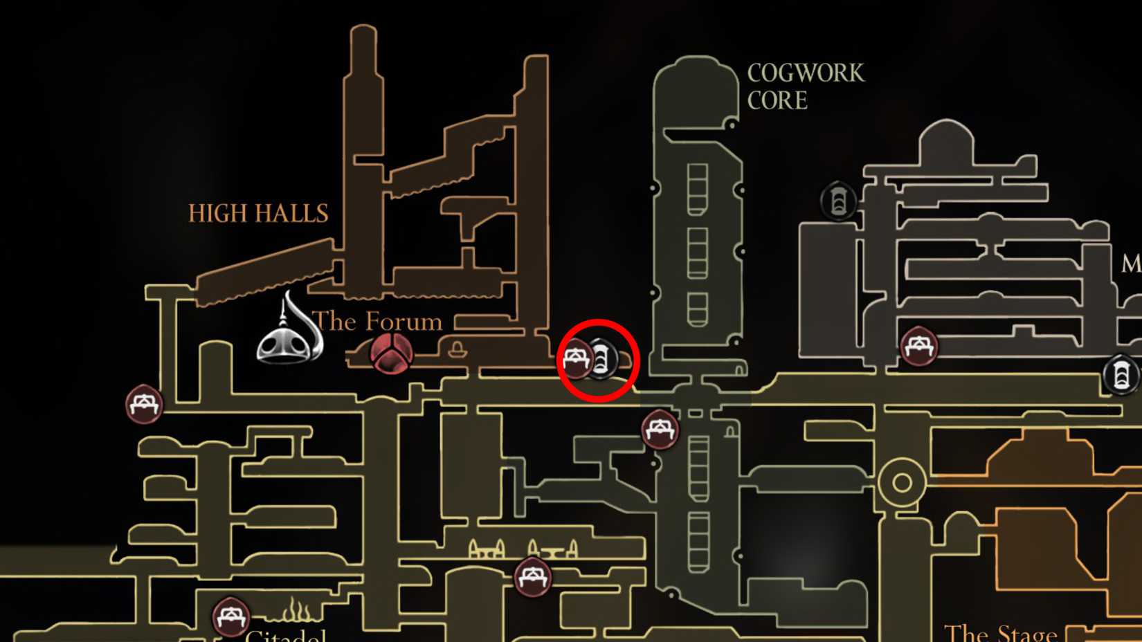 Todos os locais de viagem rápida em Silksong - Dropraro High Halls