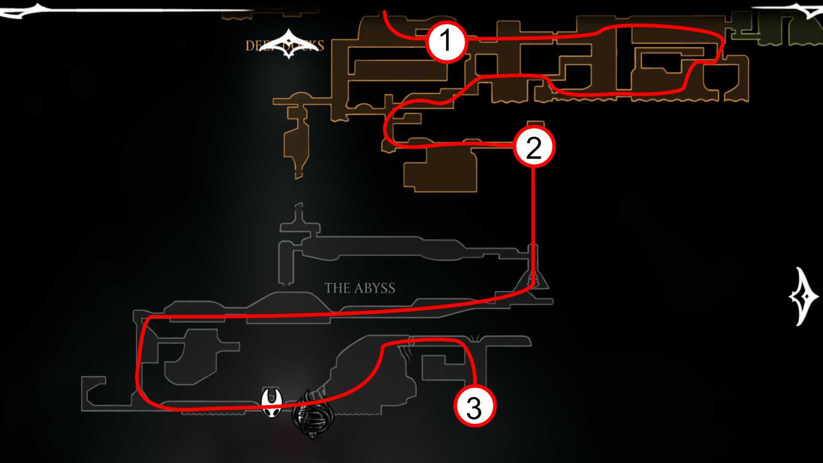 Guia de Progressão do Passo a Passo do Ato 3 Completo de Silksong, Mapa de Rota do Passo a Passo do Abyss