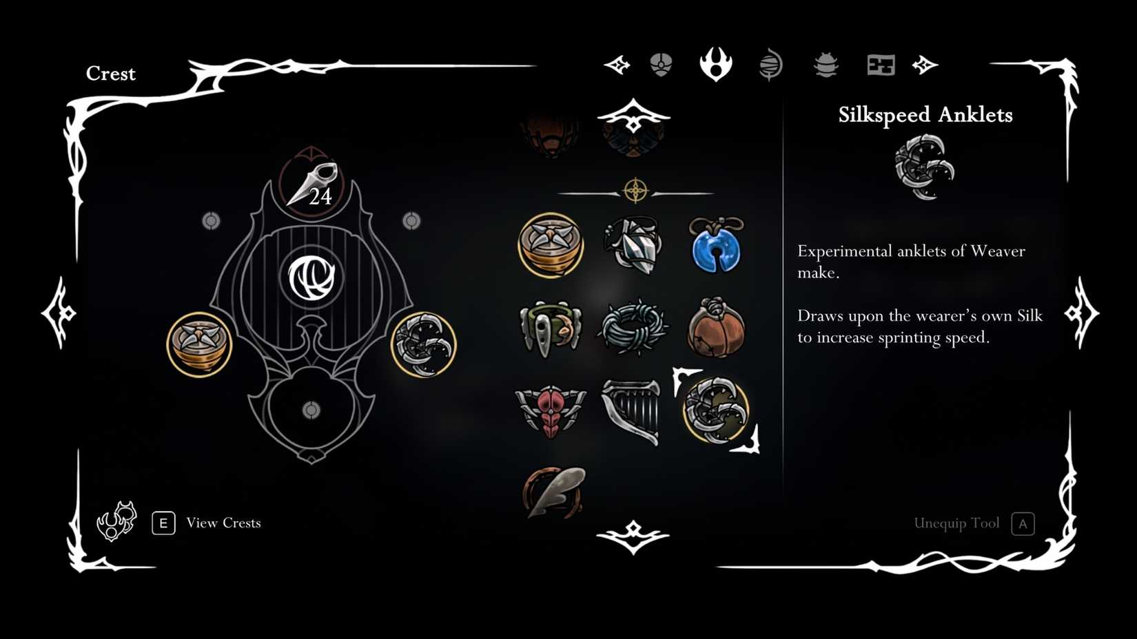 tornozeleiras silkspeed em hollow knight silksong Tornozeleiras Silkspeed em Hollow Knight Silksong - Guia Dropraro Team Cherry