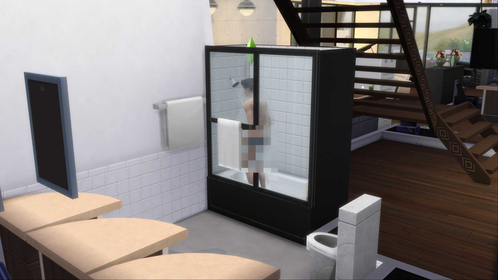 sim showering