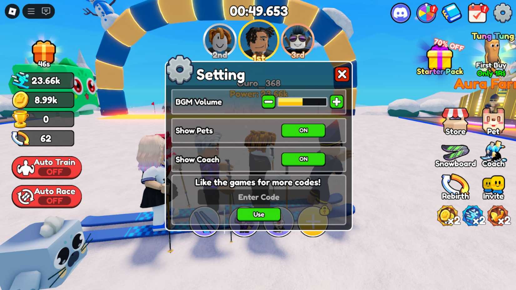 Roblox Snow Racing Codes