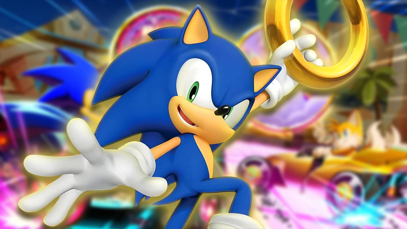 Sonic holding a gold ring