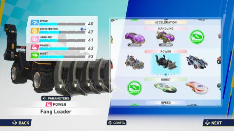 Vehicle customization in Sonic Racing: CrossWorlds