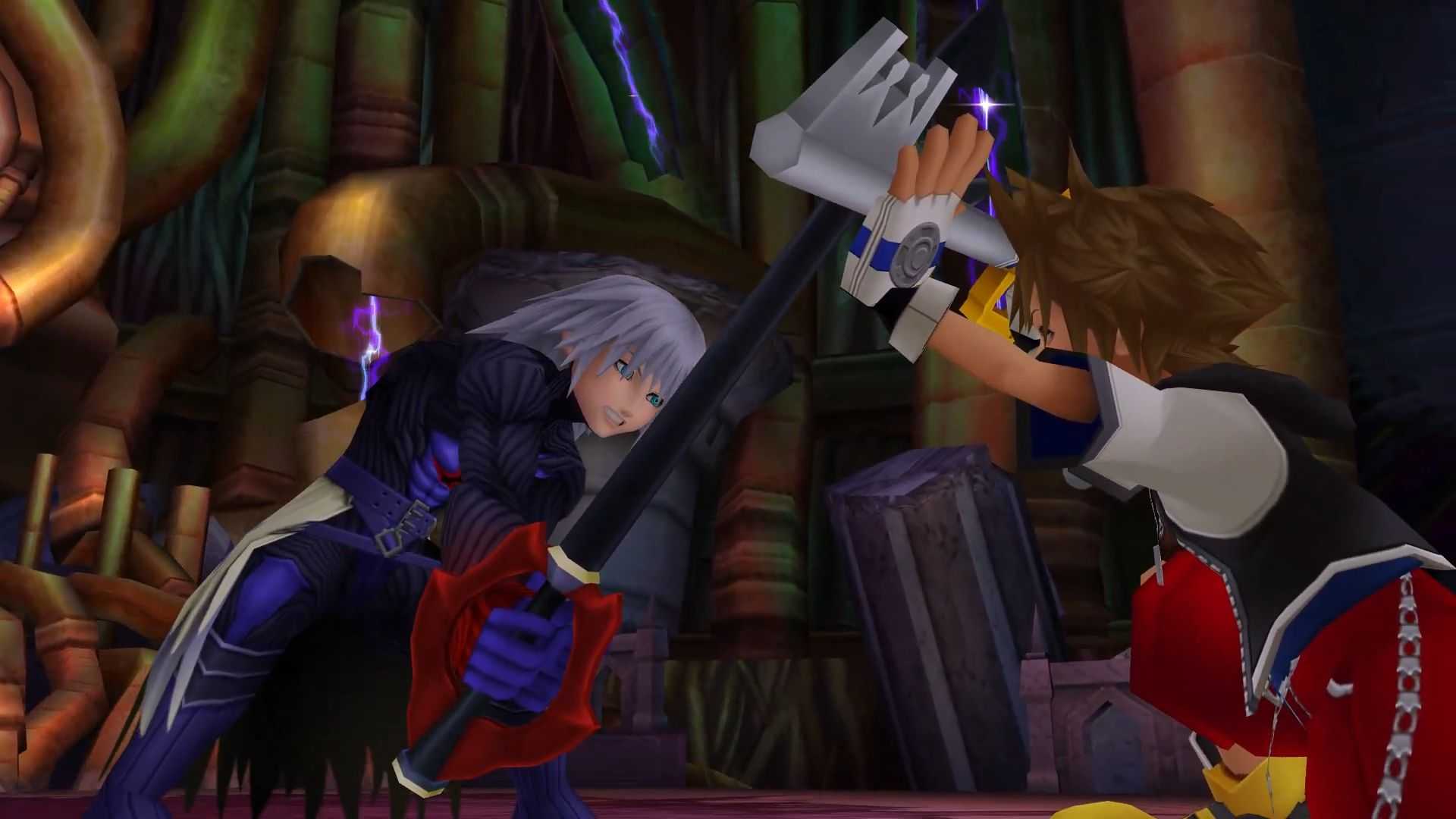 Sora menangkis serangan Riku - Kingdom Hearts