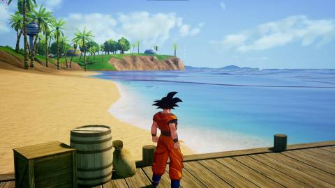 Standing on a pier in DBZ Kakarot