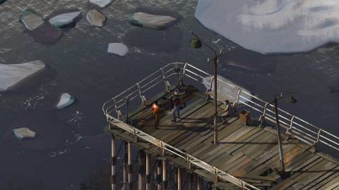 Standing on a pier in Disco Elysium