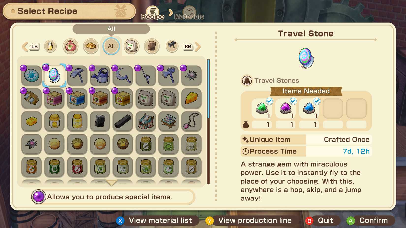 story-of-seasons-grand-bazaar-sos-gb-special-secret-windmill-item-craft-recipe-purple-wonderstone-yellow-windmill