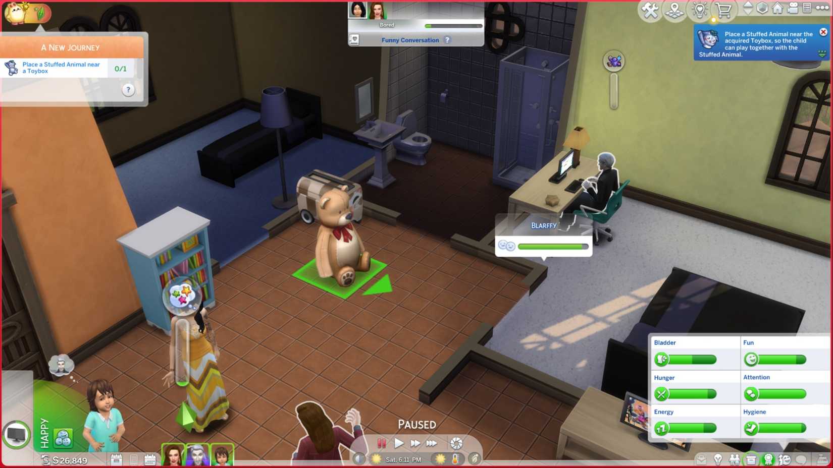 stuffed bear near toybox the sims 4