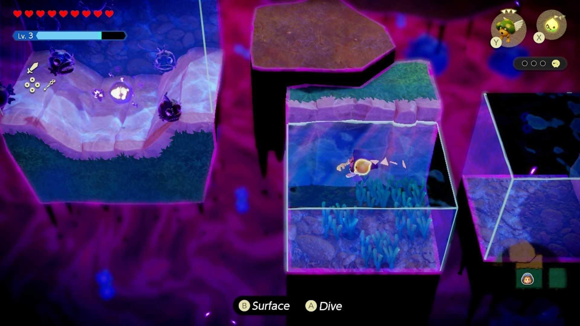 Swimming in water cubes in The Legend of Zelda Echoes of Wisdom