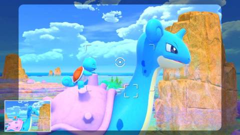 Taking a photo of Squirtle and Lapras - New Pokemon Snap