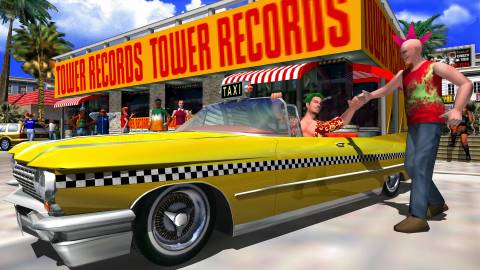 Talking to an NPC in Crazy Taxi