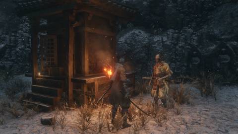 Talking to an NPC in Sekiro Shadows Die Twice
