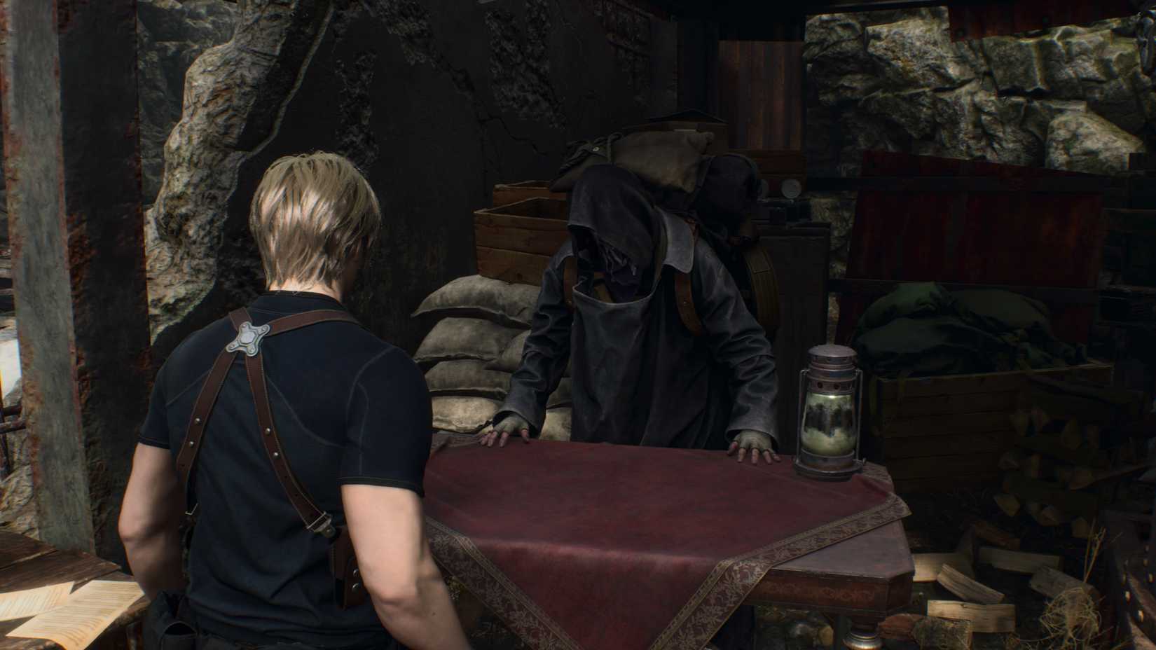 Talking to the Merchant in Resident Evil 4 (2023)