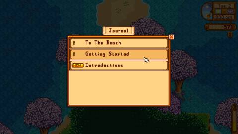 The journal in Stardew Valley