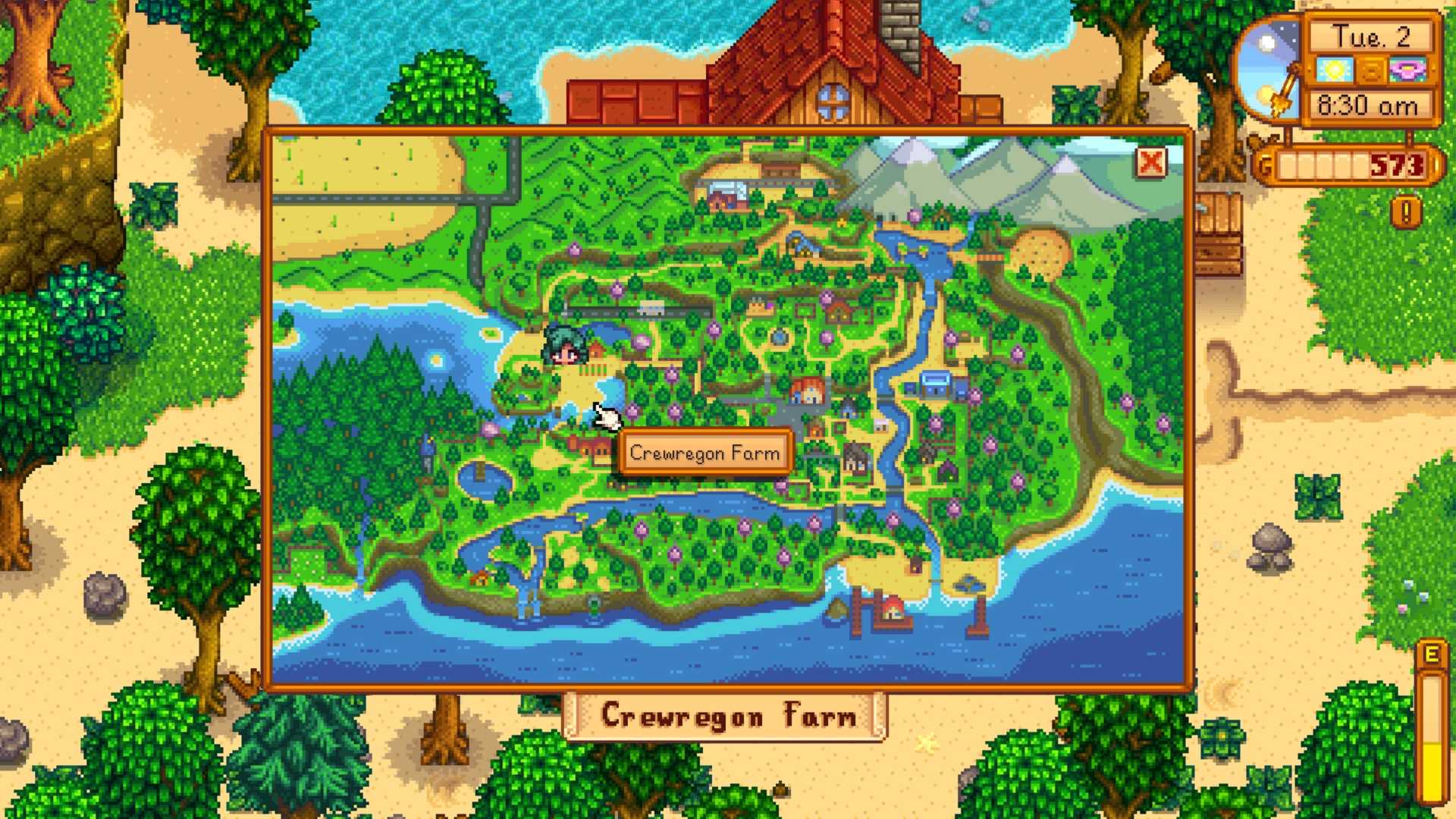 The map in Stardew Valley