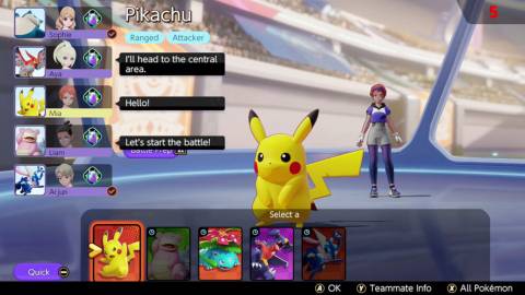 The player chooses Pikachu - Pokemon Unite