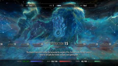 The skill tree in The Elder Scrolls 5 Skyrim (2021)