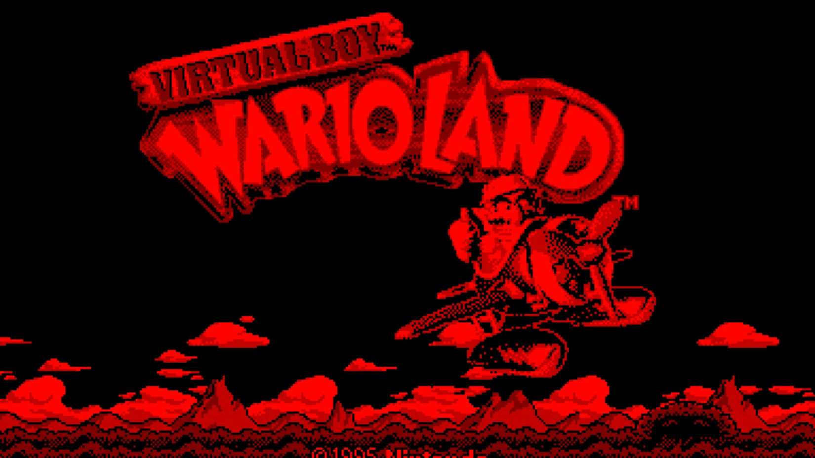 The title screen in Virtual Boy Wario Land