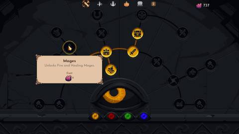 The upgrade tree in The King Is Watching