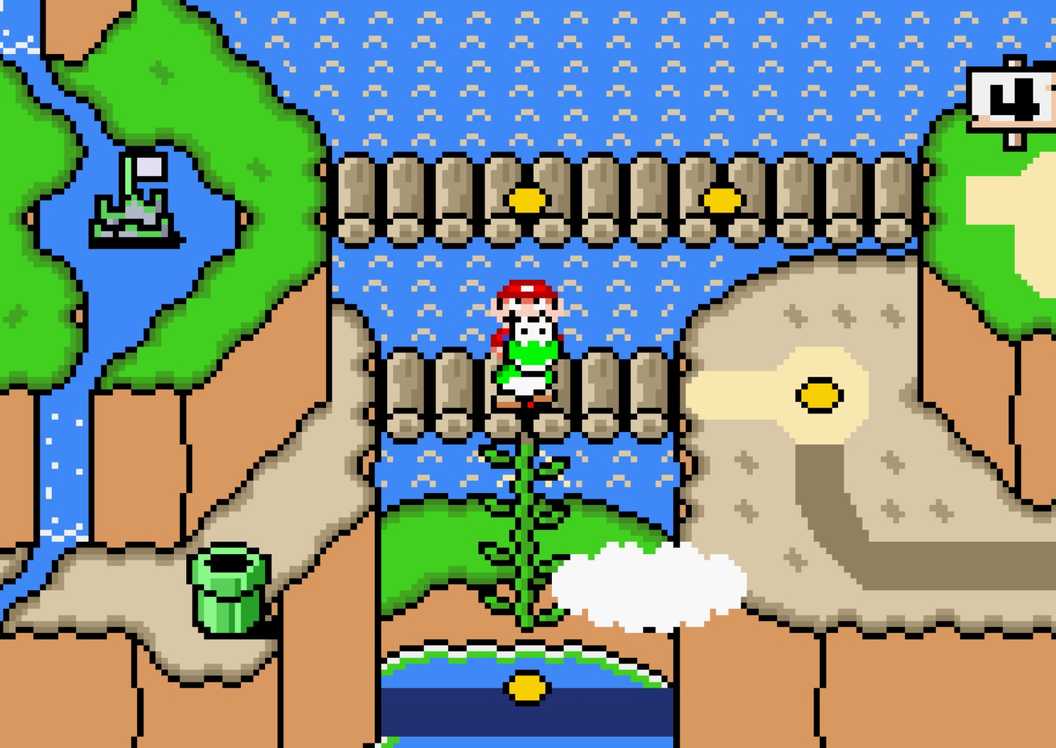 The world map in Super Mario World (SNES)