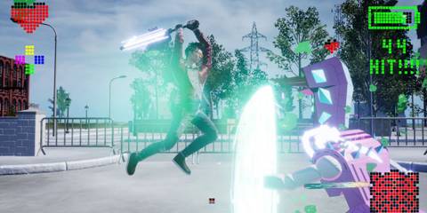 Travis fighting a bunch of alien enemies - No More Heroes 3