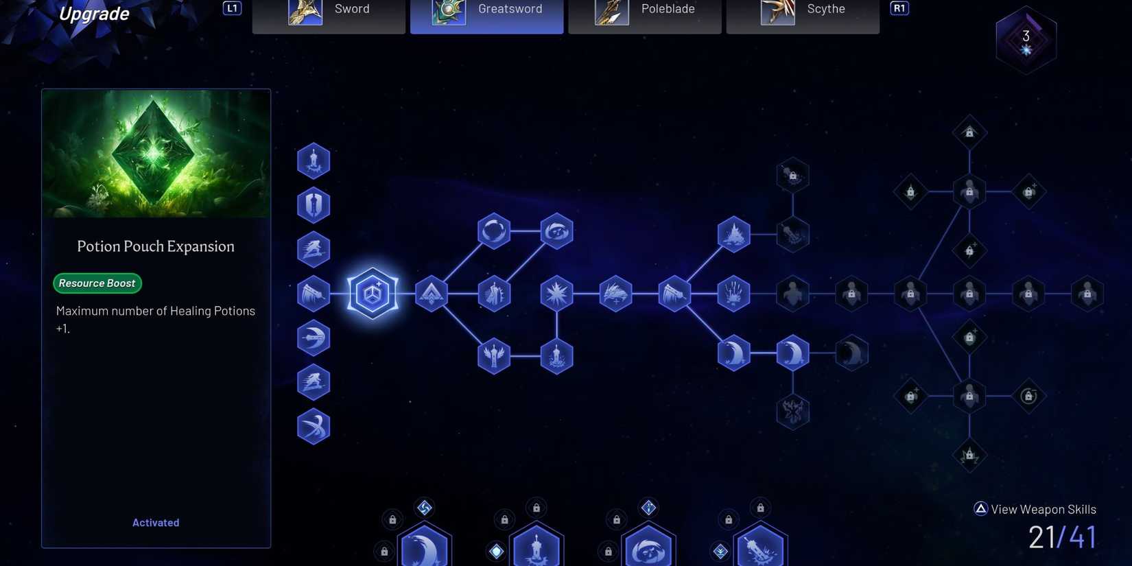 Unlocking Potion Pouch Expansion in the skill tree - Lost Soul Aside
