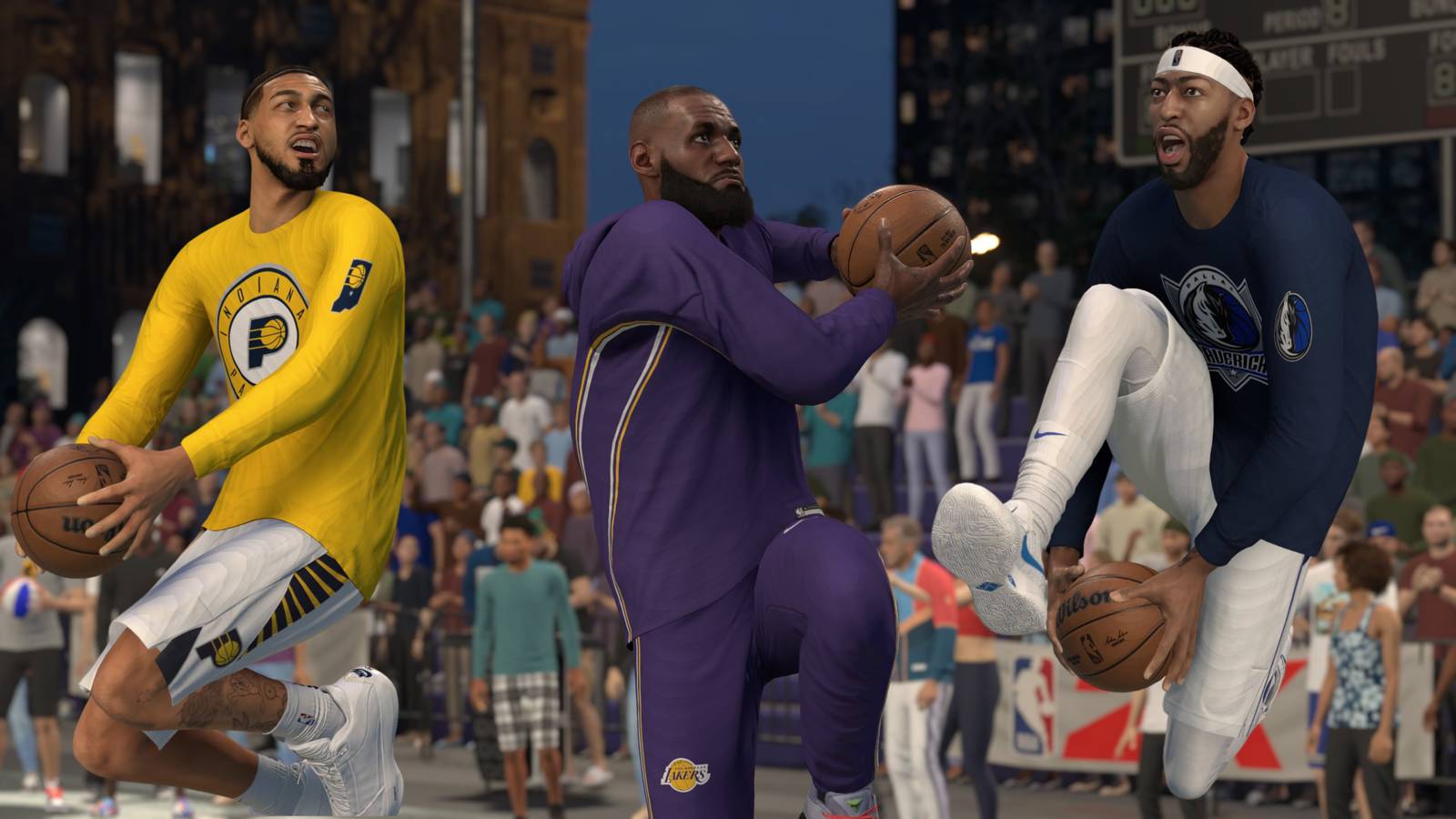 Obi Toppin, LeBron James, and Anthony Davis dunking in NBA 2K26