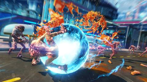 Using a pulse blast in Sunset Overdrive