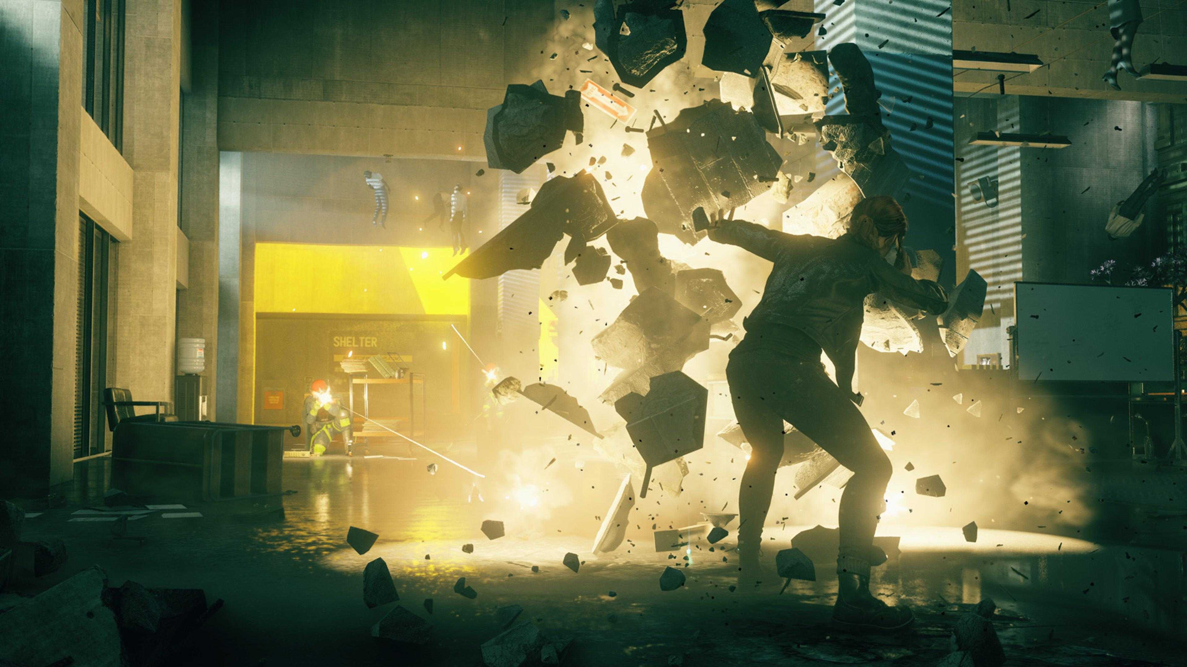 Using debris to block gunfire in Control