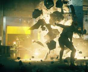 Using debris to block gunfire in Control
